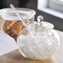 Hemoton Glass Sugar Dispenser,Sugar Container with Lid and Spoon,Transparent Jars Spice Jars Storage Container for Kitchen(350ml)