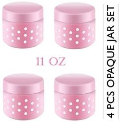 Opaque Glass Jar w Plastic Airtight Lid Dishwasher Safe Decorative Storage 4 Pcs 11 Oz