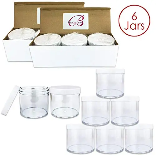 6 Stück 10oz/300g/300ml Acryl Dichtheit Behälter Gläser mit weißen Deckeln