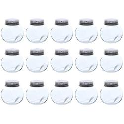 Clear Glass Jar - 15-Pack Mini Slanted Candy Jars with Screw on Lids for Wedding Decoration, DIY, Home, Party Favors, 3.4-Ounce