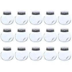 Clear Glass Jar - 15-Pack Mini Slanted Candy Jars with Screw on Lids for Wedding Decoration, DIY, Home, Party Favors, 3.4-Ounce