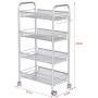 Lookvv 4-Tier Rolling Cart with Shelves Metal Rolling Basket Stand Mobile Storage Organizer Kitchen & Bathroom