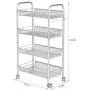 Lookvv 4-Tier Rolling Cart with Shelves Metal Rolling Basket Stand Mobile Storage Organizer Kitchen & Bathroom