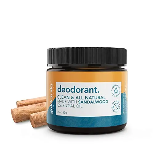 Golden Sky Naturals Natürliche Deodorantcreme mit Sandelholz-Ätheröl, Deodorant ohne Aluminium und Parabene für Männer und Frauen, 2 Unzen