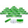 (Quantity: 100 Pieces) Beauticom 3G/3ML Round Clear Jars with GREEN Lids for Scrubs, Oils, Toner, Salves, Creams, Lotions, Makeup Samples, Lip Balms - BPA Free