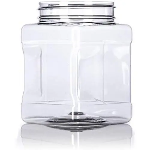 PACK of 4 Clear Empty Plastic Storage Holders Jars with Lids - Square Food Grade Air Tight Container with Easy Grip Handles - BPA Free Jar Multi Purpose PACK of 4 Clear Empty Plastic Storage Holders Jars with Lids - Square Food Grade Air Tight Container with Easy Grip Handles - BPA Free Jar Multi Purpose