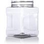 PACK of 4 Clear Empty Plastic Storage Holders Jars with Lids - Square Food Grade Air Tight Container with Easy Grip Handles - BPA Free Jar Multi Purpose