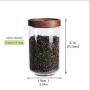 Glass Tea Canister, 25 FL OZ/ 750ml Bulk Food Storage Jar with Airtight Acacia Lid, Glass Food Container for Loose Leaf Tea, Coffee Bean, Weed(6 inch high)