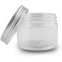 Kaptin 12Pack Empty BPA Free Clear Wide-Mouth Plastic Storage Containers with Silver Metal Lids Reusable Eco-Friendly Kitchen Jars Organizers for Dry Goods and More (Silver Lid, 12)