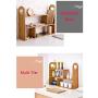 Solid Natural Bamboo Spice Rack Bottle Jars Holder, Countertop Corner Storage Organizer Free Standing with 3-Tier Adjustable Slim Display Shelf for Kitchen Bathroom Workstation