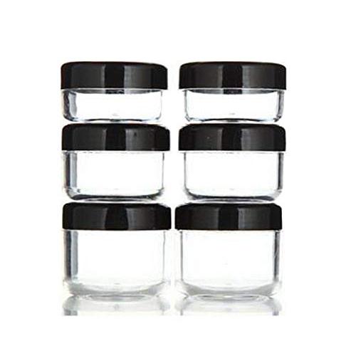 6PCS 10ml/15ml/20ml Different Sizes Combinations Clear Empty Refillable Plastic Bottle Cosmetic Container Holder Vial Jar Pot Sample Packing with Black Screw Lid for Cream Lotion Eyeshadow Lip Balm