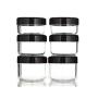 6PCS 10ml/15ml/20ml Different Sizes Combinations Clear Empty Refillable Plastic Bottle Cosmetic Container Holder Vial Jar Pot Sample Packing with Black Screw Lid for Cream Lotion Eyeshadow Lip Balm