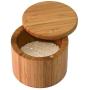 AN&GLOBALS BAMBOO SPICE BOX Kitchen Salt Pepper Round Jar Container Storage Case Magnet Lid