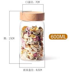 storage jar Grain container Food container Storage Box，Household kitchen moisture-proof glass sealed storage tank, 600ml