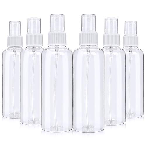 VEGOLS Clear Spray Bottles, 6 Pack 3.4 Oz (100 ML) Small Spray Bottle for Cleaning Solutions, Essential Oils, Travel and Daily Life- Clear