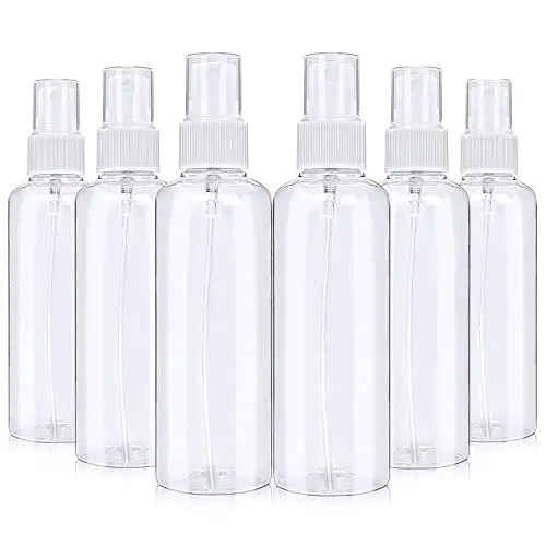 VEGOLS Clear Spray Bottles, 6 Pack 3.4 Oz (100 ML) Small Spray Bottle for Cleaning Solutions, Essential Oils, Travel and Daily Life- Clear