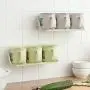 Wandregge für Gewürzdosen & Gewürze, Aufbewahrungsbox mit Drainagelösung, platzsparende Küchenregal, Grau