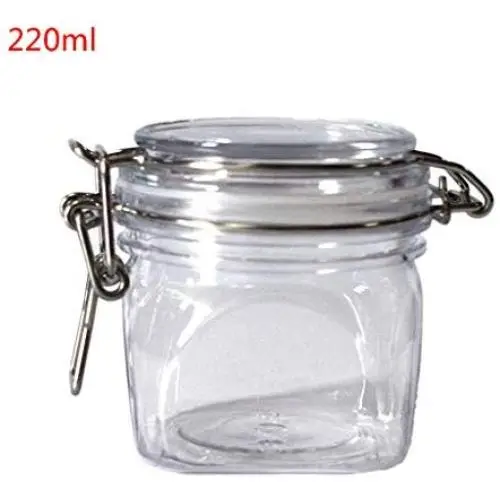 Vxkbiixxcs-o 220ML Plastic Square Clip Top Storage Jar with Airtight Seal Lid Kitchen Food Container Tableware Preserving Cosmetic Cream Organizer Vxkbiixxcs-o 220ML Plastic Square Clip Top Storage Jar with Airtight Seal Lid Kitchen Food Container Tableware Preserving Cosmetic Cream Organizer
