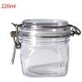 Vxkbiixxcs-o 220ML Plastic Square Clip Top Storage Jar with Airtight Seal Lid Kitchen Food Container Tableware Preserving Cosmetic Cream Organizer