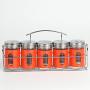 6Pcs Stainless Steel Spice Storage Jar Bottle Barbecue Seasoning Storage Shelves For Kitchen Seasoning Storage Organizer,Five Black