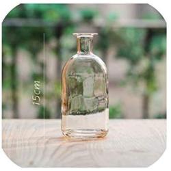 Fine Mouth Glass Storage Bottle Minimalist Scandinavian Vogue Transparent Desk Storage Jar Organizer Flower Container Decor,15 Cm