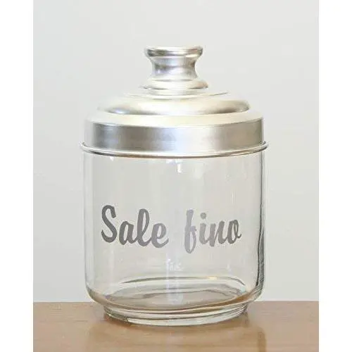 Italo Ottinetti Glass Jar with Dull Aluminium Lid 0.75 Litre Sale Fino, Metallic, one Size Italo Ottinetti Glass Jar with Dull Aluminium Lid 0.75 Litre Sale Fino, Metallic, one Size