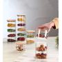 1Pc Free Combination Food Storage Glass Jar Kitchen Storage Bottles Sealed Cans With Bamboo Cover Glass Jars Tea,4 Glass And 1 Lid