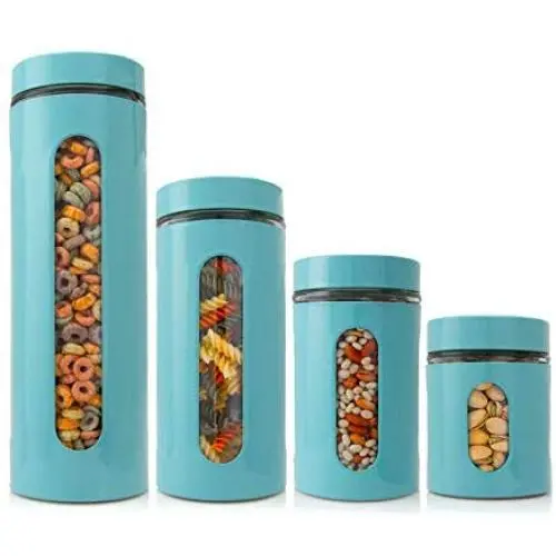 Venoly Dry Food Storage Containers with Lids (4 Piece Set) Airtight Freshness Seal, See-Through Glass Canister | BPA-Free, Food-Grade Safe | Kitchen Pantry & Countertop Storage (Turquoise) Venoly Dry Food Storage Containers with Lids (4 Piece Set) Airtight Freshness Seal, See-Through Glass Canister | BPA-Free, Food-Grade Safe | Kitchen Pantry & Countertop Storage (Turquoise)