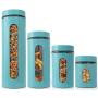 Venoly Dry Food Storage Containers with Lids (4 Piece Set) Airtight Freshness Seal, See-Through Glass Canister | BPA-Free, Food-Grade Safe | Kitchen Pantry & Countertop Storage (Turquoise)