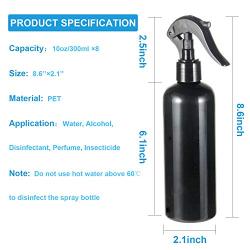 Empty Spray Bottle, BeaHot 300ml/10oz Plastic Refillable Container for Cleaning Solutions, Hand Sanitizer, Plant Mister Spray Bottle, Water Spray Bottle for Hair, Sprayer Bottle, Set of 8 Black