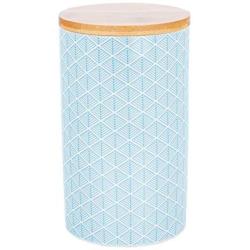 Nicola Spring Porcelain Tea, Coffee and Sugar Canister - Light Blue Geometric Pattern