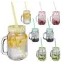 Relaxdays Drinking Mason Jam Jars with Straws and Handles, Set of 8, 400 ml, Colourful Iced Beverages Glass Set, Standard Relaxdays Drinking Mason Jam Jars with Straws and Handles, Set of 8, 400 ml, Colourful Iced Beverages Glass Set, Standard