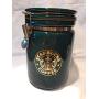 Starbucks Green and Gold Ceramic Container Canister 8"