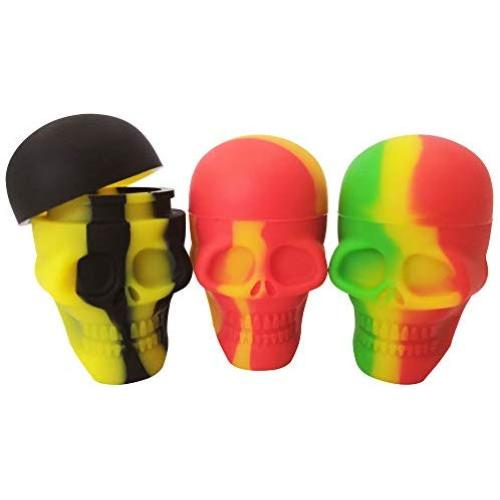 Silikonschalen Behälter 2er Set 15ml Schädel-Form Assortierte Farben für Dab Silicone Container Wachs Konzentrat Silicone Behälter (2)
