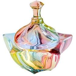 SOCOSY Royal Embossed Star Shaped Clear Glass Apothecary Jar Wedding Candy Buffet Jar Food Jar Candy Jar with Lid(7oz/14oz)
