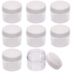 Shapenty 8PCS Plastic Cream Sample Containers Round Makeup Cosmetics Pot Jars Bottle with Lid for Homemade Lip Scrubs Balm Nail Dip Powder Skin Care Beauty Product Travel Storage (20g, White)