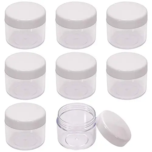Shapenty 8PCS Plastic Cream Sample Containers Round Makeup Cosmetics Pot Jars Bottle with Lid for Homemade Lip Scrubs Balm Nail Dip Powder Skin Care Beauty Product Travel Storage (20g, White)