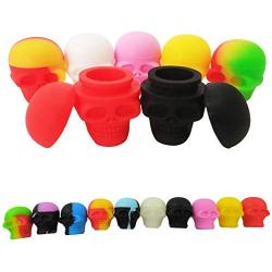 Silicone Containers 3ml 50pcs/lot Mini skull-shape Containers Assorted Color Container For Dab Wax Storage Silicone Jars Dab Concentrate Containers (50)