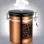 Edelstahldosen für Kaffeebohnen mit Auslaufventil und einstellbarer Zeitschaltuhr, 1,5L (Gold)