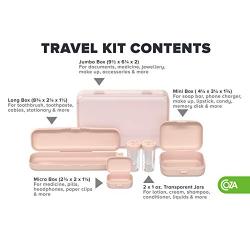 Coza – Hard Wall Unbreakable Travel Kit Container TSA Approved with Containers for Toiletries Travel Size, Leakproof Cream Jars and Make Up and Multi-Usage compartments. (White)