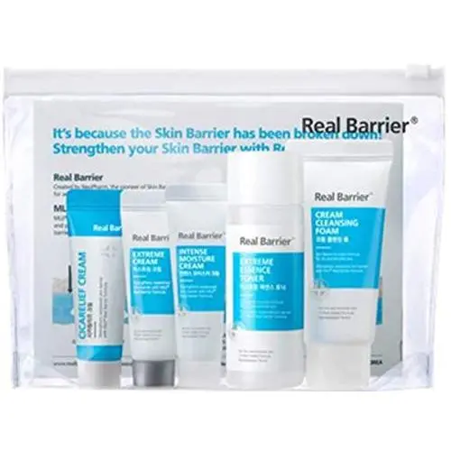 Real Barrier Essentials 5 Piece Travel Set includes Cream Cleansing Foam, Extreme Essence Toner, Intense Moisturizer Cream, Extreme Cream, Cicarelief Cream (Value $30) Real Barrier Essentials 5 Piece Travel Set includes Cream Cleansing Foam, Extreme Essence Toner, Intense Moisturizer Cream, Extreme Cream, Cicarelief Cream (Value $30)
