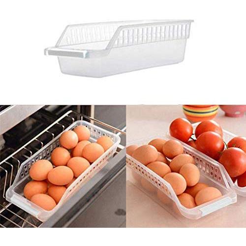 Nivalkid Küchen-Kühlschrank Platzsparendes Organizer Gleitschiene Regalbefestigung Aufbewahrungsboxen für Süßigkeiten Sortierkorb Behälter für Trockenwaren und Konserven (Weiß)