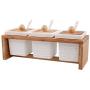 LQQGXLCondiment bottle, jar condiment storage box Spice jar white with lid ceramic sugar jar condiment jar seasoning box set with lid spoon and tray