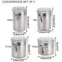 uxcell 4pcs 19.4oz/27.7oz/32oz/43.9oz Stainless Steel Airtight Canister Set Food Container for Kitchen Counter Sugar Coffee Bean Tea Nuts Cookie Storage with Clear Lid Locking Clamp