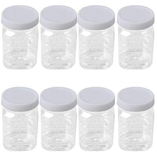 UPKOCH 8pcs Square plastic jars clear empty canisters for food storage