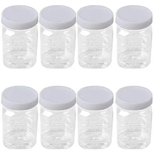 UPKOCH 8pcs Square plastic jars clear empty canisters for food storage