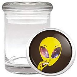 Customized Collectables Alien Smoking Funny Medical Odorless Glass Jar