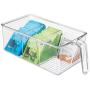 mDesign Plastic Kitchen Pantry Cabinet Refrigerator Food Storage Organizer Bin Holder with Handle - for Organizing Individual Packets, Snacks Food, Produce, Pasta - Medium, 3 Pack - Clear