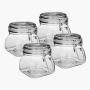 The Grindstone | 500 ml (16 Oz) PET Universal Plastic Kilner Style Jars | Pyramid Style Clear Acrylic Jars | Airtight Snap on Lids with Clasp | Pack of 4