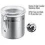 4-teiliges Edelstahl-Airtight-Behälterset, Schöne Lebensmittelbehälter für die Küche, Tee, Zucker, Kaffee, Caddy, Mehlbehälter mit Klarem Acryldeckel und Verriegelungsklemme (bis zu 1950 ml)
